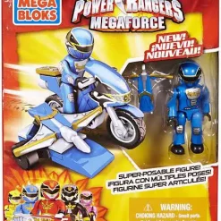 New 🤩 Mega Bloks Power Rangers MegaForce Blue Ranger Hero Racer Set #5825 [Damaged Package] 👏