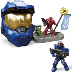 Hot Sale 🛒 Halo Blue Spartan Helmet Capture the Flag Set [Spartan Mark VI & Spartan Trailblazer Micro Figures!] 🥰
